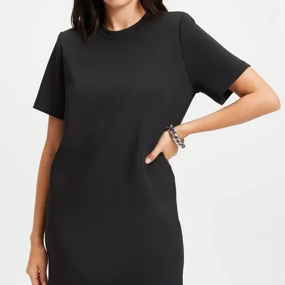 black scuba mini dress Lindy Sculpted Scuba Mini Dress in Black